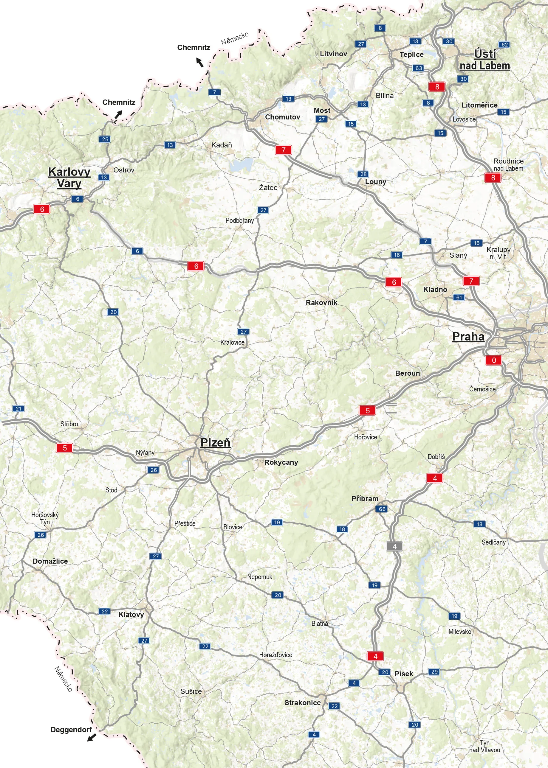 Mapa úseků a oprav