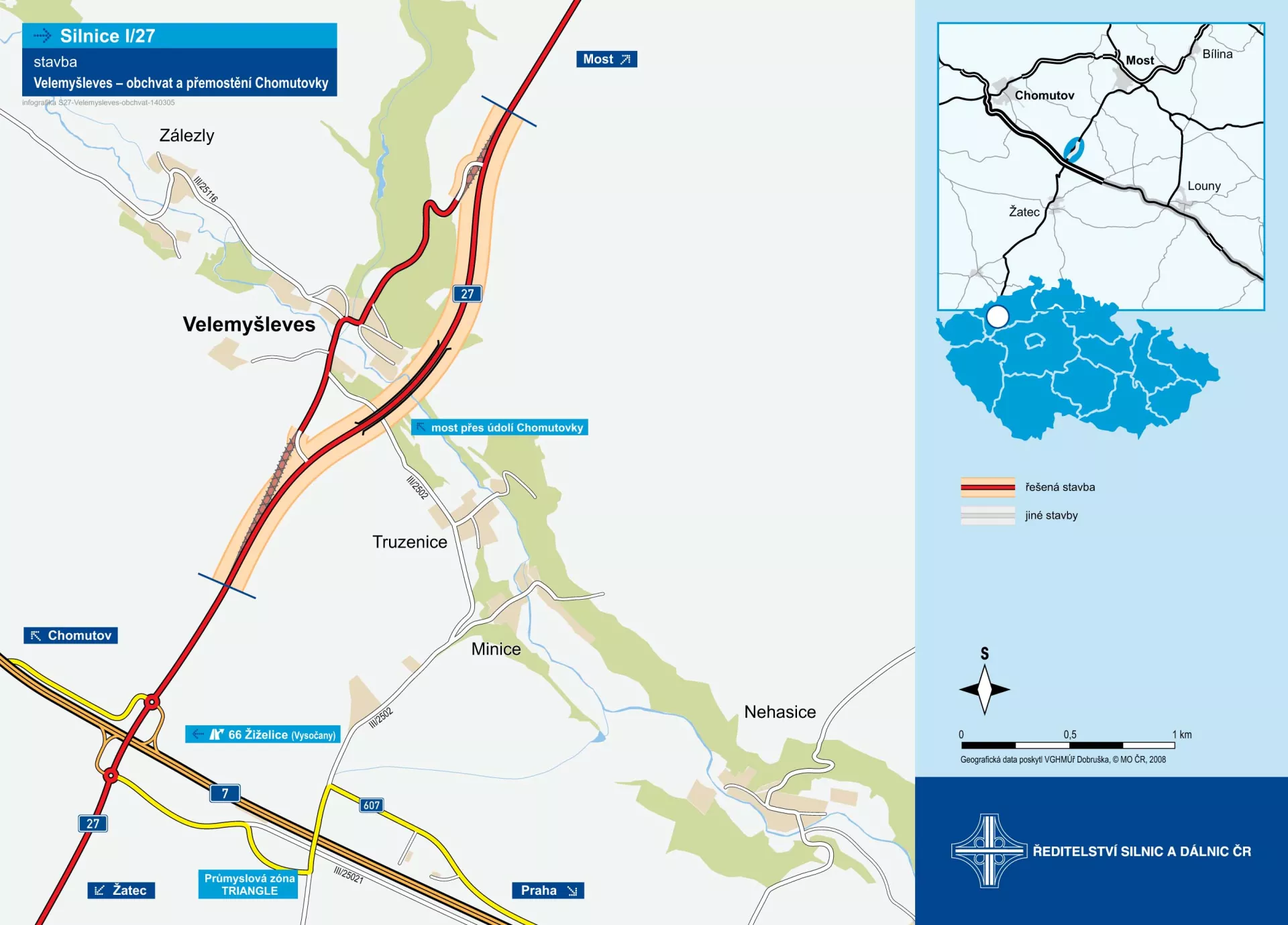 Velemyšleves - obchvat a přemostění Chomutovky (2,6 km)